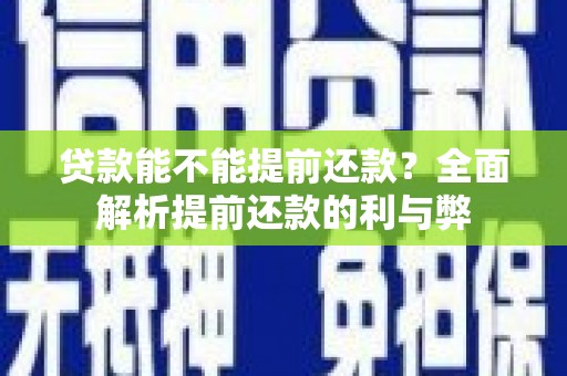 新县贷款能不能提前还款？全面解析提前还款的利与弊