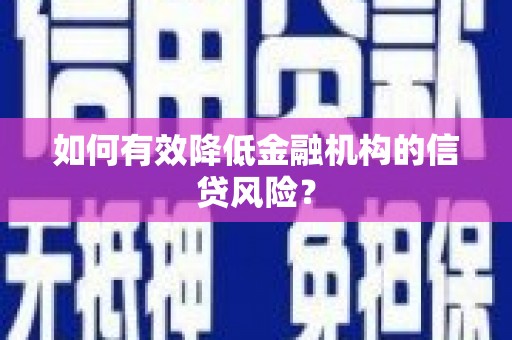 新县如何有效降低金融机构的信贷风险？