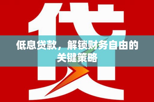 新县低息贷款，解锁财务自由的关键策略