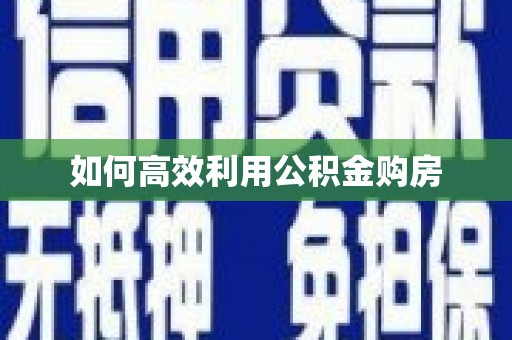 新县如何高效利用公积金购房