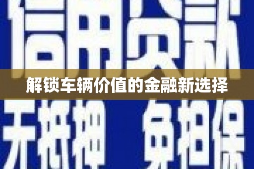 新县解锁车辆价值的金融新选择